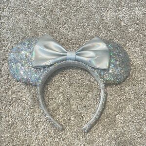 Silver Glitter Mouse Ears Headband